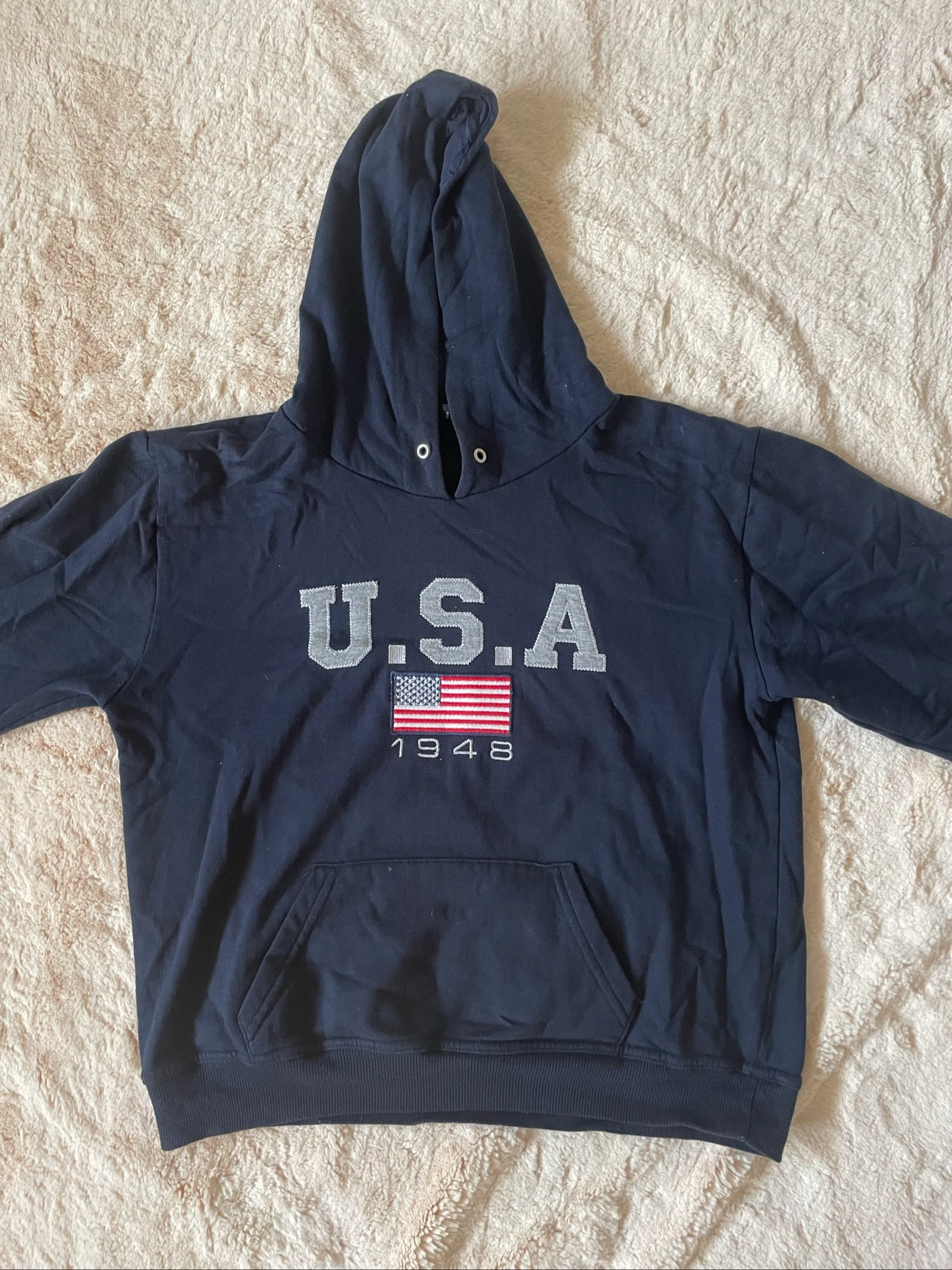 Navy Blue Hooded Sweatshirt U.S.A. 1948 – Size S – photo 3